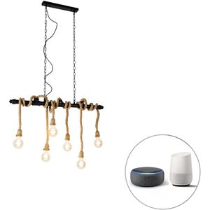 Smart hanglamp zwart 6-lichts incl. Wifi G95 - Plural