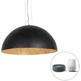 Smart hanglamp zwart met goud 70 cm incl. Wifi A60 - Magna