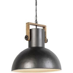 Industriele hanglamp zwart met mango hout - Mangoes