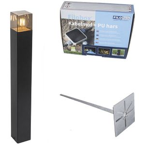 Staande buitenlamp zwart 70 cm IP44 met smoke glass - Denmark