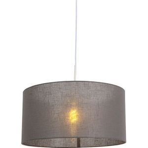 Landelijke hanglamp wit met grijze kap 50 cm - Combi 1