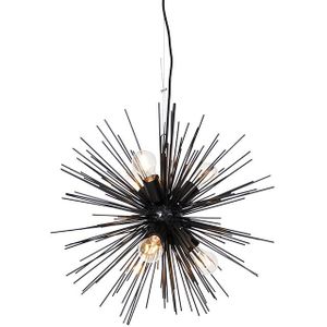 Art Deco hanglamp zwart 6-lichts - Broom