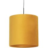 Hanglamp met velours kap geel met goud 40 cm - Combi