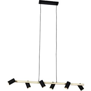 Moderne hanglamp zwart met goud 6-lichts - Beata