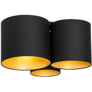 Plafondlamp zwart met gouden binnenkant 3-lichts - Multidrum