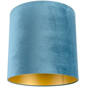 Velours lampenkap blauw 40/40/40 met gouden binnenkant