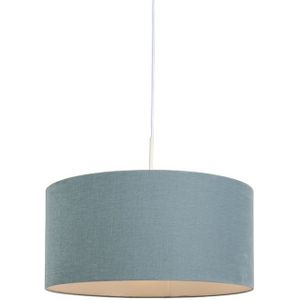 Hanglamp wit met blauwe kap 50 cm - Combi 1