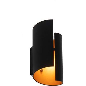 Design wandlamp zwart met goud - Faldo