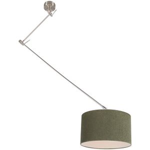 Hanglamp staal met kap 35 cm groen verstelbaar - Blitz I