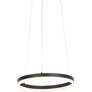 QAZQA anello - Moderne LED Hanglamp - 1 lichts - Ø 40 cm - Zwart - Woonkamers-sSlaapkamers-sKeuken
