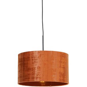 Moderne hanglamp zwart met kap oranje 35 cm - Combi