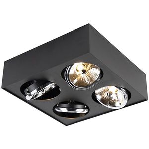 Design spot zwart vierkant 4-lichts - Kaya