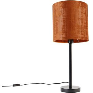 Moderne tafellamp zwart met kap rood 25 cm - Simplo