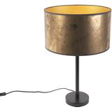 Art Deco tafellamp zwart met oud bronzen kap 35 cm - Simplo