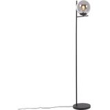 QAZQA Art Deco vloerlamp zwart met glas smoke - Flore