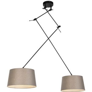 Hanglamp met linnen kappen taupe 35 cm - Blitz II zwart
