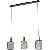 Design hanglamp zwart met goud 3-lichts - Mayelle