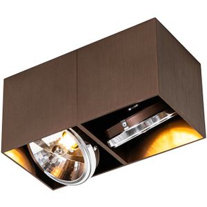 QAZQA box - Design Plafondspots-sSpotjes-sOpbouwspot - 2 lichts - L 24 cm - Brons - Woonkamers-sSlaapkamers-sKeuken