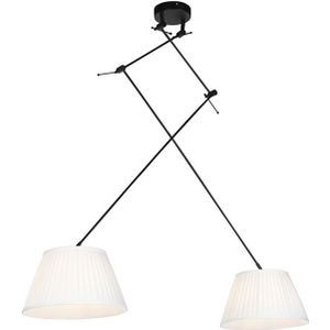 Hanglamp met plisse kappen créme 35 cm - Blitz II zwart