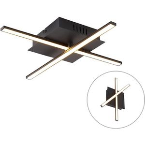 QAZQA cruz - Moderne LED Dimbare Plafondlamp met Dimmer - 1 lichts - L 38 cm - Zwart - Woonkamers-sSlaapkamers-sKeuken