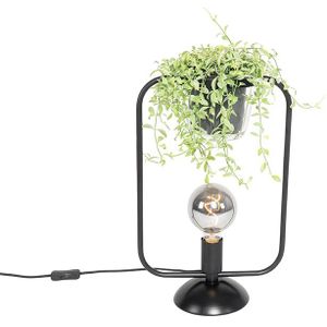 QAZQA Roslini - Moderne Tafellamp - 1 Lichts - H 41.7 cm - Zwart - Woonkamer - Slaapkamer - Keuken