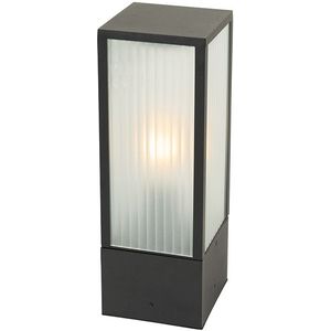 Staande buitenlamp zwart met ribbel glas 40 cm IP44 - Charlois