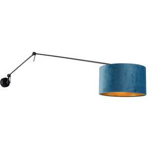 QAZQA Blitz - Moderne Wandlamp met Kap Voor Binnen - 1 Lichts - D 35 cm - Zwart Goud