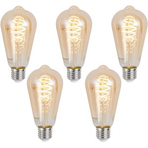 Set van 5 Slimme E27 Dimbare LED Lamp ST64 Amber 4.9W 320lm 2500K