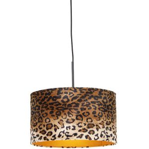 Moderne hanglamp zwart met kap luipaard 35 cm - Combi