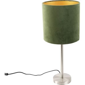 Tafellamp staal met groene kap 25 cm - Simplo