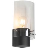 Moderne wandlamp zwart met smoke glas - Vidra