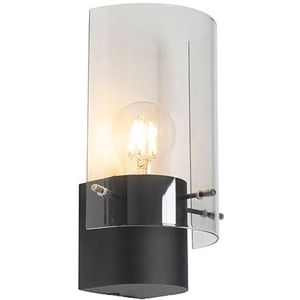 Moderne wandlamp zwart met smoke glas - Vidra