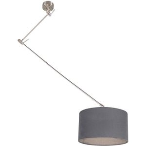 Hanglamp staal met kap 35 cm donker grijs verstelbaar - Blitz I