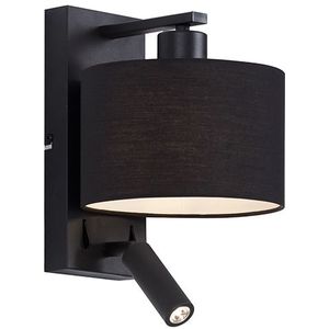 Moderne wandlamp zwart rond met leeslamp - Puglia