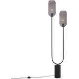 QAZQA rid - Art Deco Vloerlamps-sStaande Lamp - 2 lichts - H 150 cm - Zwart - Woonkamers-sSlaapkamers-sKeuken