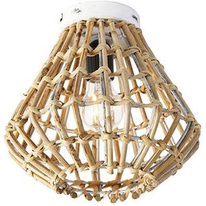 Landelijke plafondlamp bamboe met wit - Canna Diamond