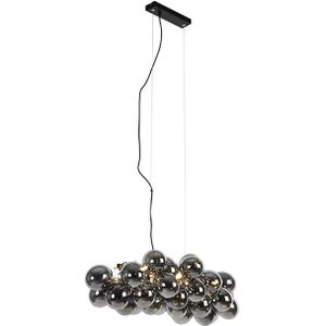 Slimme hanglamp zwart met smoke glas 8-lichts incl. 8 wifi G9 - Uvas