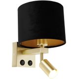 QAZQA Brescia Combi - Moderne Wandlamp Voor Binnen - 1 Lichts - D 22 cm - Zwart Goud