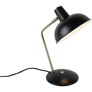 Retro tafellamp zwart met brons - Milou