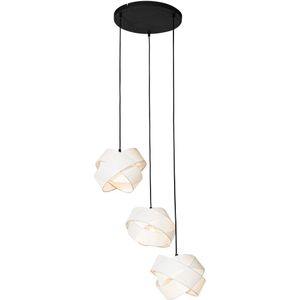 QAZQA cloth - Moderne Hanglamp - 3 lichts - Ø 55 cm - Wit - Woonkamers-sSlaapkamers-sKeuken