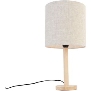 QAZQA mels - Landelijke Tafellamp met kap - 1 lichts - H 50 cm - Naturel - Woonkamer | Slaapkamer | Keuken