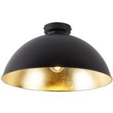 Plafondlamp zwart met goud 42 cm verstelbaar - Magnax