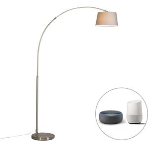 QAZQA arc - Moderne LED Smart Staande booglamp incl. wifi - 1 lichts - H 1700 mm - Grijs - Woonkamer