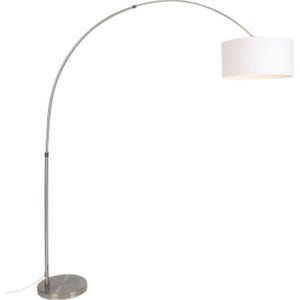 QAZQA Satin - Moderne Staande booglamp - 1 lichts - L 1950 mm - Wit - Woonkamer | Slaapkamer | Keuken