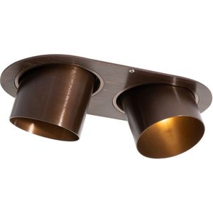 Afgeronde inbouwspot donker brons GU10 70mm kantelbaar 2-lichts - Installa