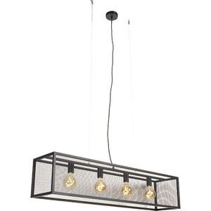 IndustriÃ«le hanglamp zwart 118 cm 4-lichts - Cage Mesh