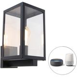 Smart buitenwandlamp zwart met glas incl. Wifi ST64 - Rotterdam