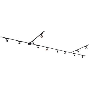 Modern railsysteem met 12 zwarte spots 1-fase - Magnetic Lance