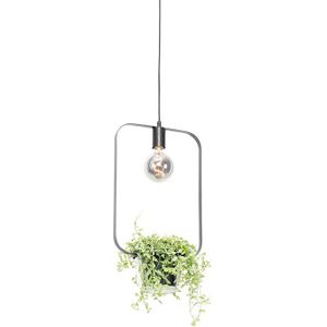 Moderne hanglamp zwart met glas rechthoekig - Roslini