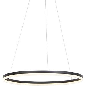 Design ring hanglamp zwart 80cm incl. LED en dimmer - Anello